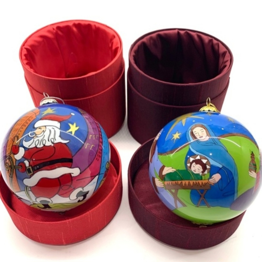 Li Bien World Market Ornaments 2006 & 2007 Handpainted From The Inside!